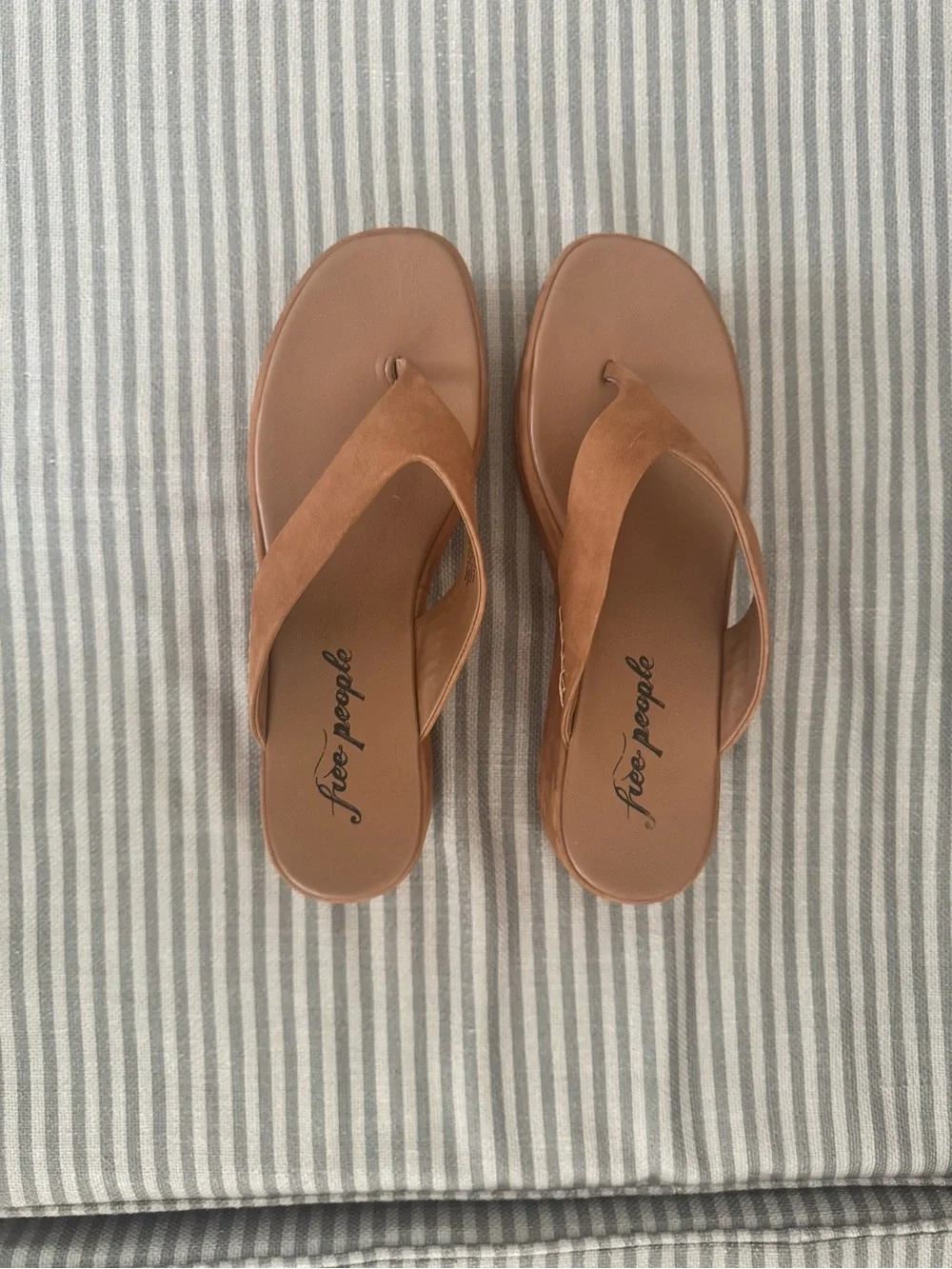 Free People Brown Platform Thong Sandals